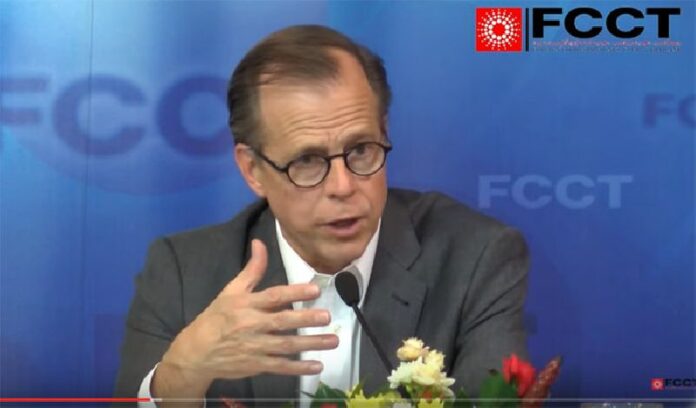 A still image taken from a video of U.S. Ambassador Glyn Davies on Nov. 25 at the Foreign Correspondents' Club of Thailand in Bangkok. Image: FCCT / YouTube