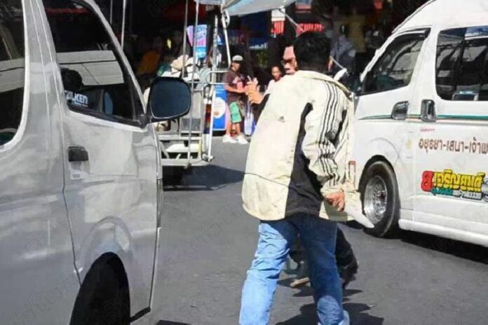 Photo of the van driver attempting to knife Thai PBS reporter Bancha Eiammeechai as provided by Bancha to the police.