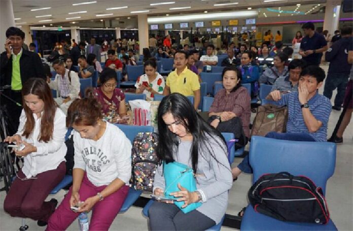 Passengers were stuck at Don Mueang Airport on Sunday after pilots of budget airline Nok Air went on strike.