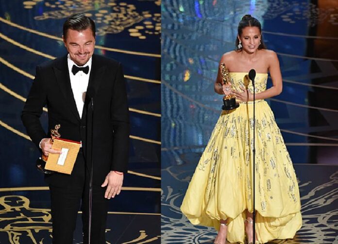 Leonardo DiCaprio, at left, won an Academy Award for Best Actor for 'The Revenant' and Alicia Vikander won Best Supporting Actress for 'The Danish Girl.' Photos: 2016 Academy Awards