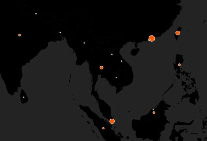 Thailand on an interactive map created by the Irish Times of clients and legal entities associated with the law firm at the center of the ‘Panama Papers’ leak