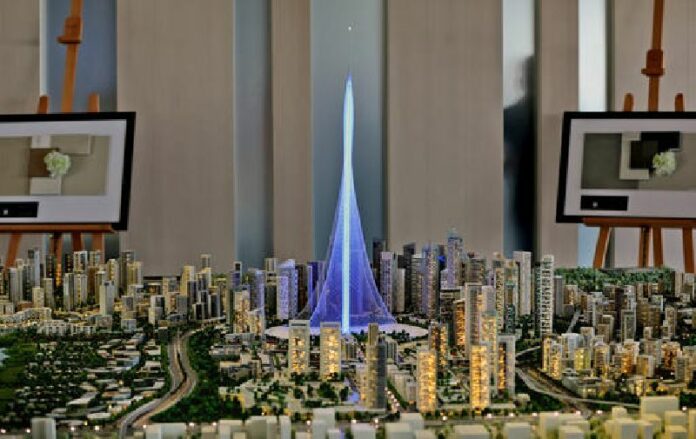 A model of the Tower Project at Dubai Creek Harbour Development designed by Spanish-Swiss architect Santiago Calatrava Valls, in Dubai, United Arab Emirates, Sunday, April 10, 2016. Photo: Kamran Jebreili