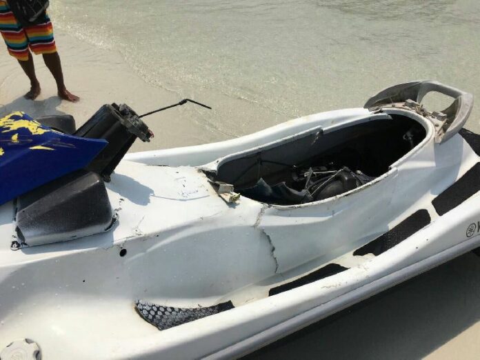 Photo of a jet ski involved in a collision last April.