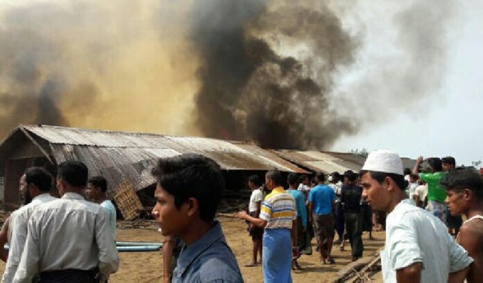 People gather around Baw Du Pa camp, a camp for stateless Rohingya people last May in the north of Sittwe, western Rakhine state, Myanmar. Photo: Associated Press