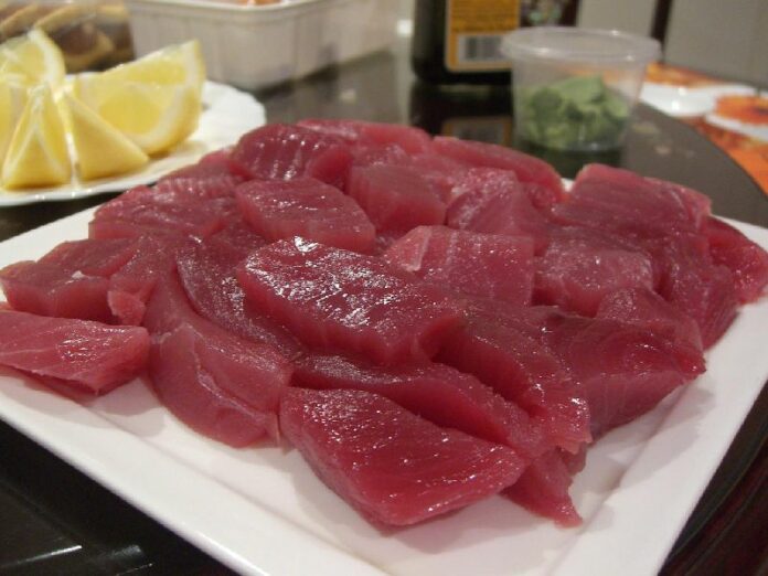 Piles of yellowfin tuna sashimi. Photo: Alpha / Flickr