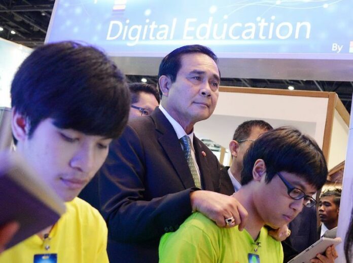 PM Prayuth Chan-ocha at Thursday’s Digital Thailand event at the Queen Sirikit National Convention Center in Bangkok.