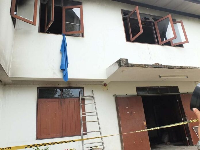 The exterior of the Pitakkiet Witthaya School in Chiang Rai province shown Monday after the fire.